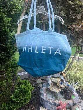 Athleta Teal Ombre Canvas Tote